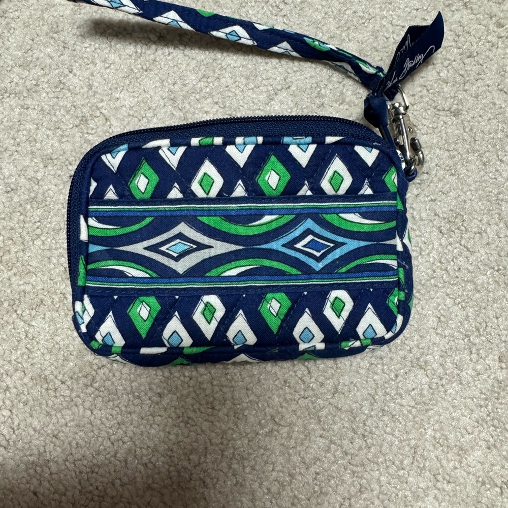 Vera Bradley  Blue and Green Patterned Wristlet/Tech Case